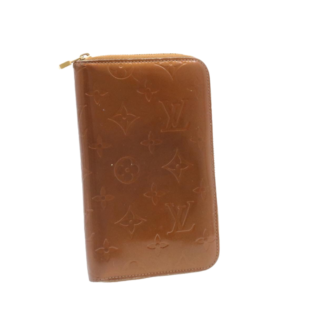 LOUIS VUITTON Monogram Vernis Eldrich Zip Around Wallet Bronze LV Auth jk277
