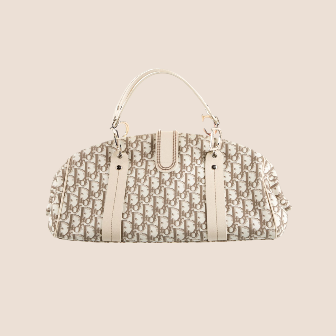 CHRISTIAN DIOR 2005 DIORISSIMO FLORAL EMBROIDERED TROTTER BAG