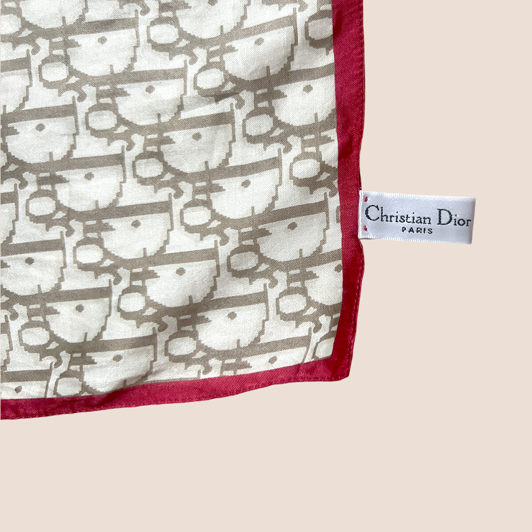 CHRISTIAN DIOR BEIGE OBLIQUE SILK SCARF