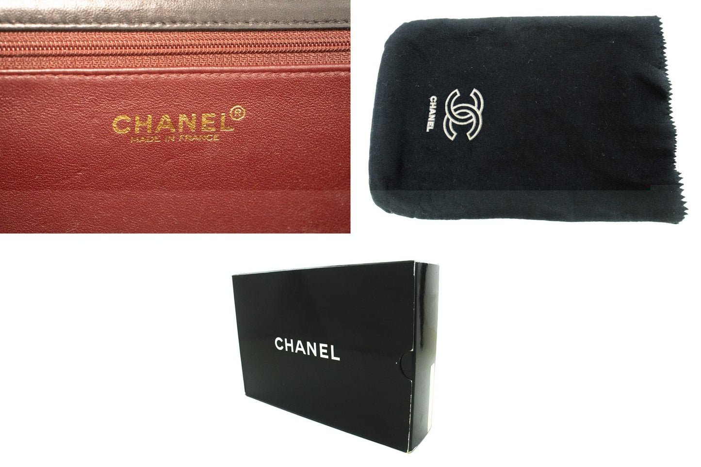 CHANEL Full Flap Chain Shoulder Bag Clutch Black Quilted Lambskin