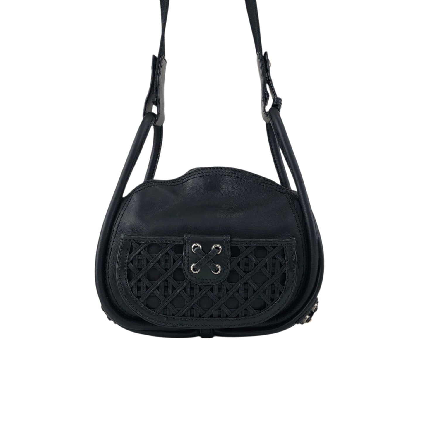 Christian Dior Cannage Round Shoulder bag Black Vintage kb2urx