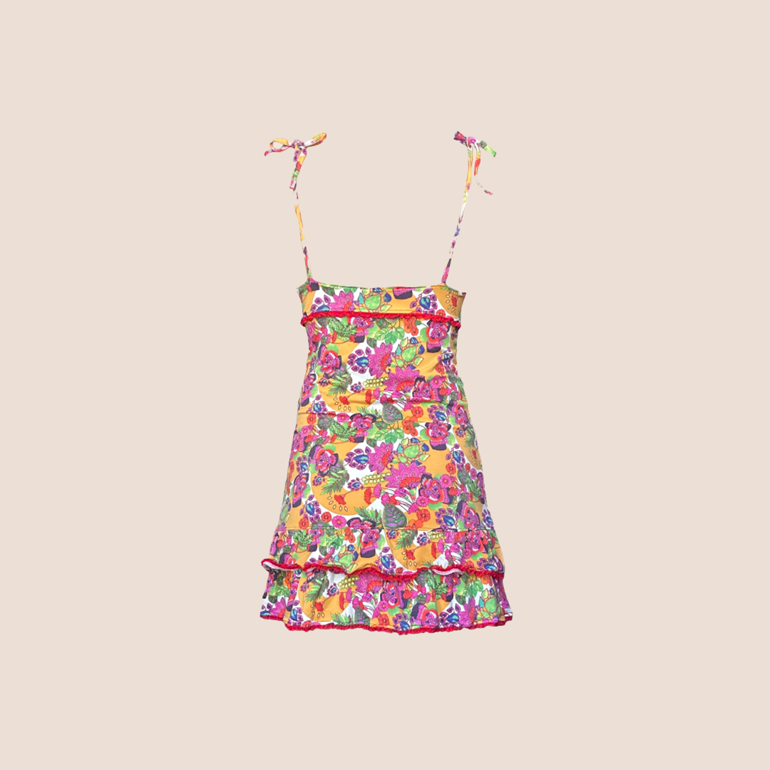 CHRISTIAN DIOR FLORAL RUFFLE DRESS