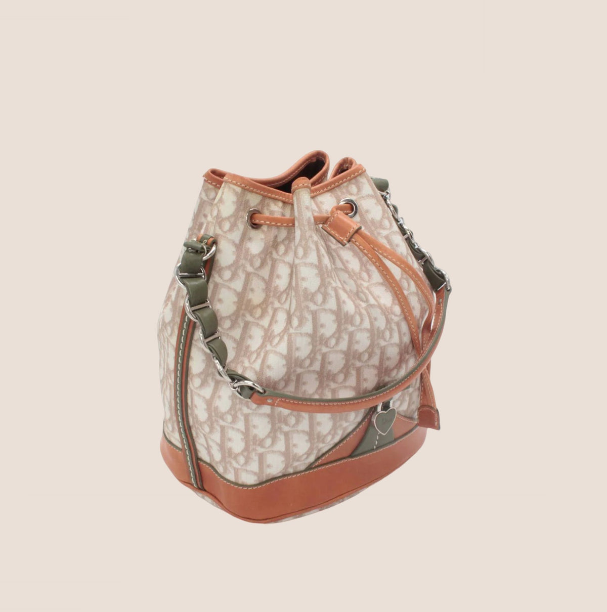 CHRISTIAN DIOR 2007 BEIGE & KHAKI ROMANTIQUE BUCKET BAG