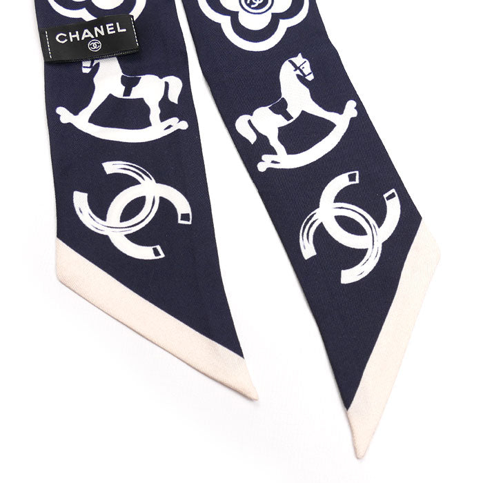 Chanel Coco Mark Camellia Silk Scarf