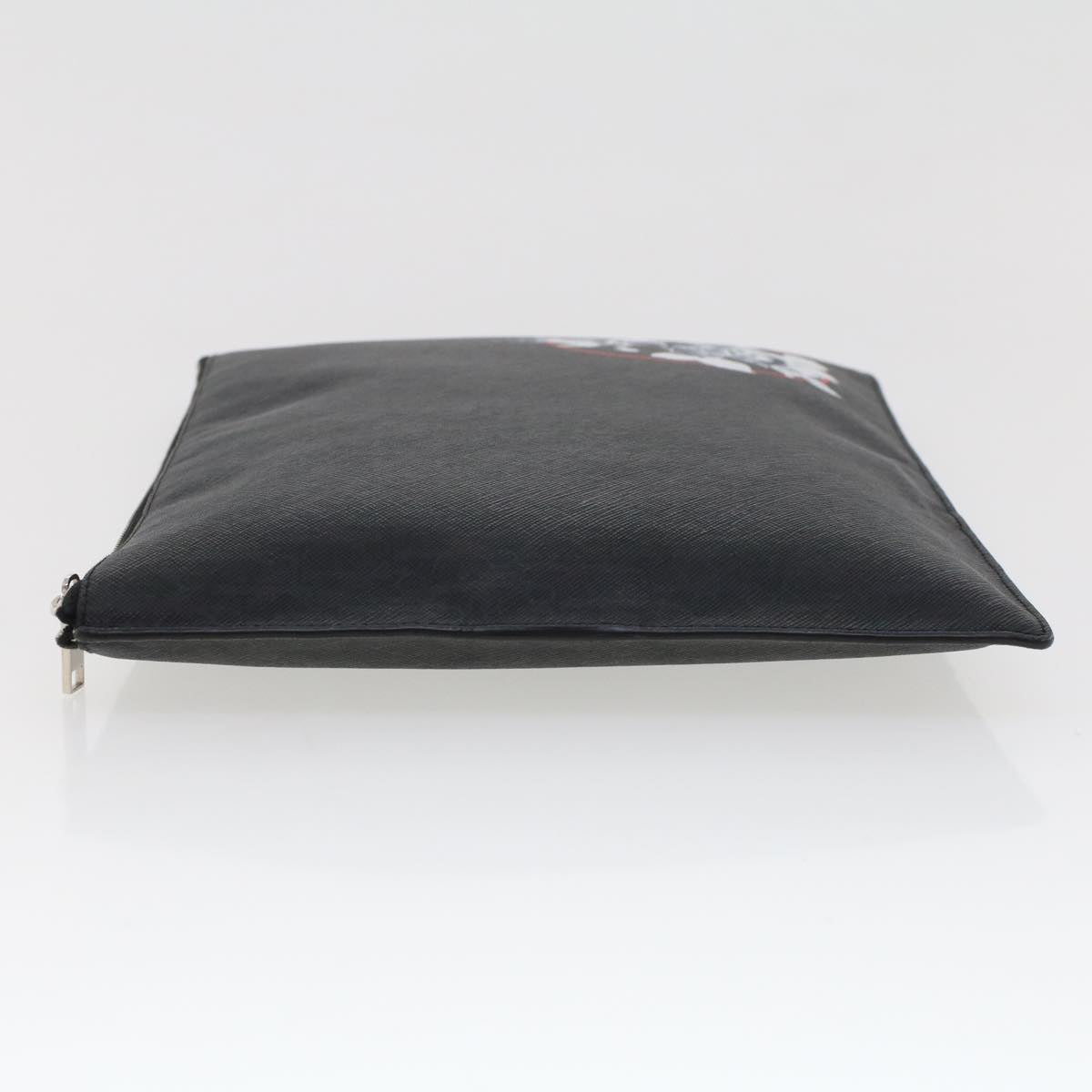 CHRISTIAN DIOR Rose Clutch Bag PVC Leather Black Auth ki3038
