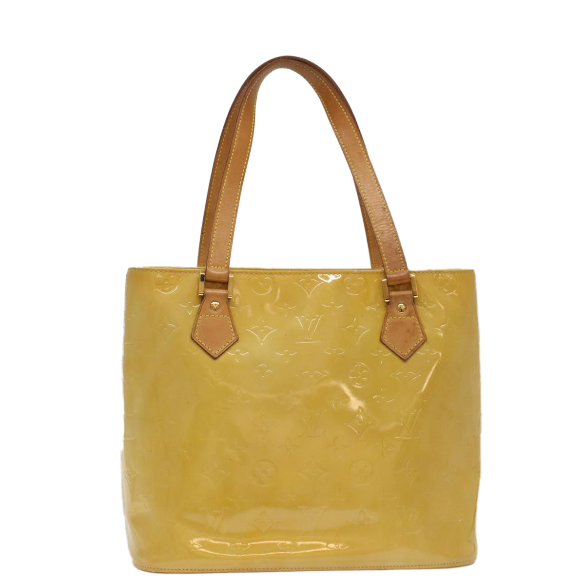 LOUIS VUITTON Monogram Vernis Houston Hand Bag Beige M91004 LV  ki3220