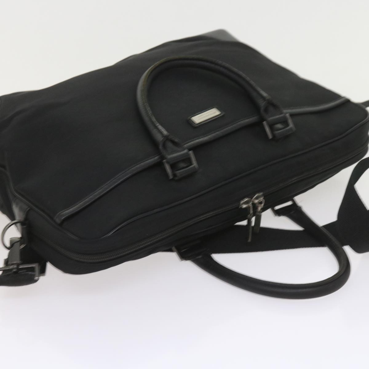 BURBERRY Black label Hand Bag Nylon 2way Black Auth ki3666