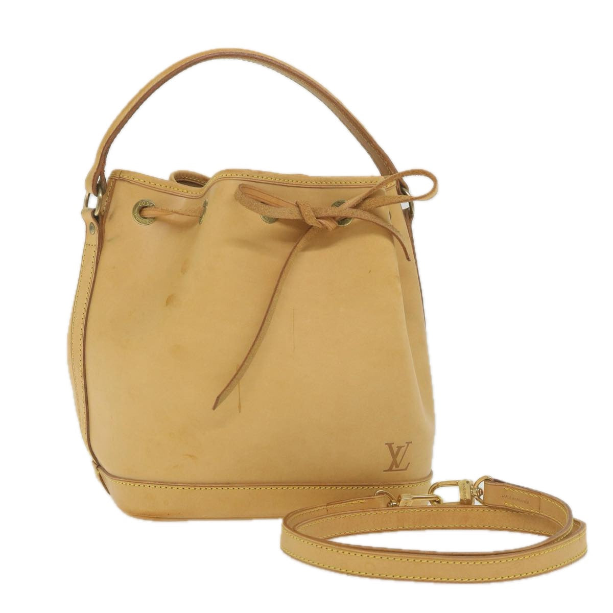 LOUIS VUITTON Nomad Mini Noe Hand Bag Leather Beige M43528 LV Auth ki3759