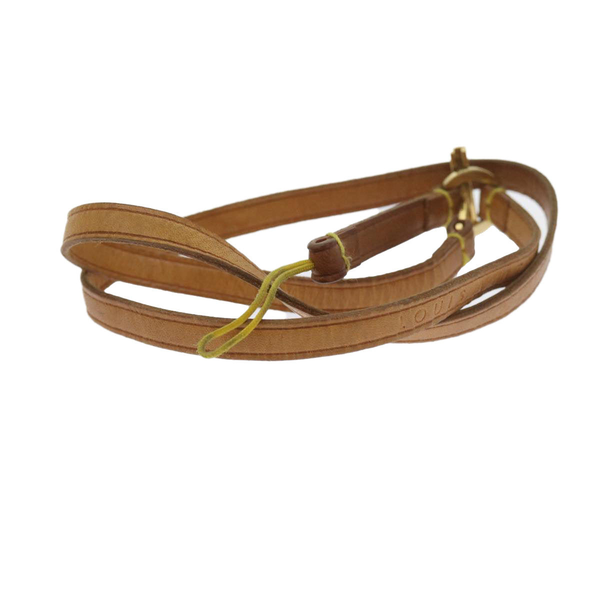 LOUIS VUITTON Strap Leather Beige LV Auth ki3807