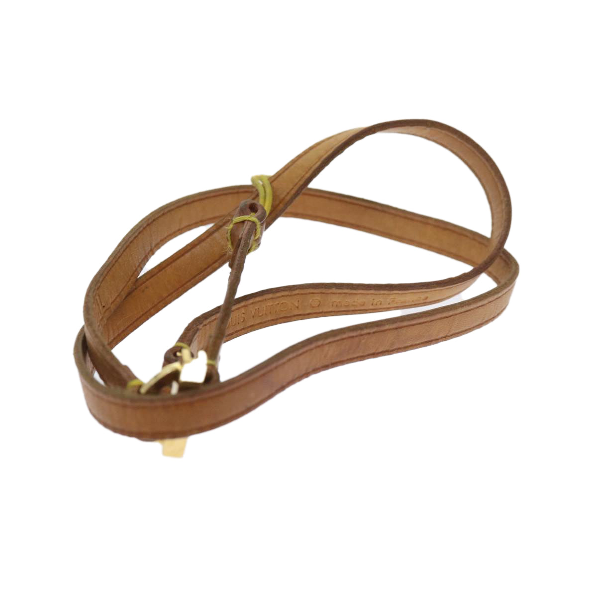 LOUIS VUITTON Strap Leather Beige LV Auth ki3807