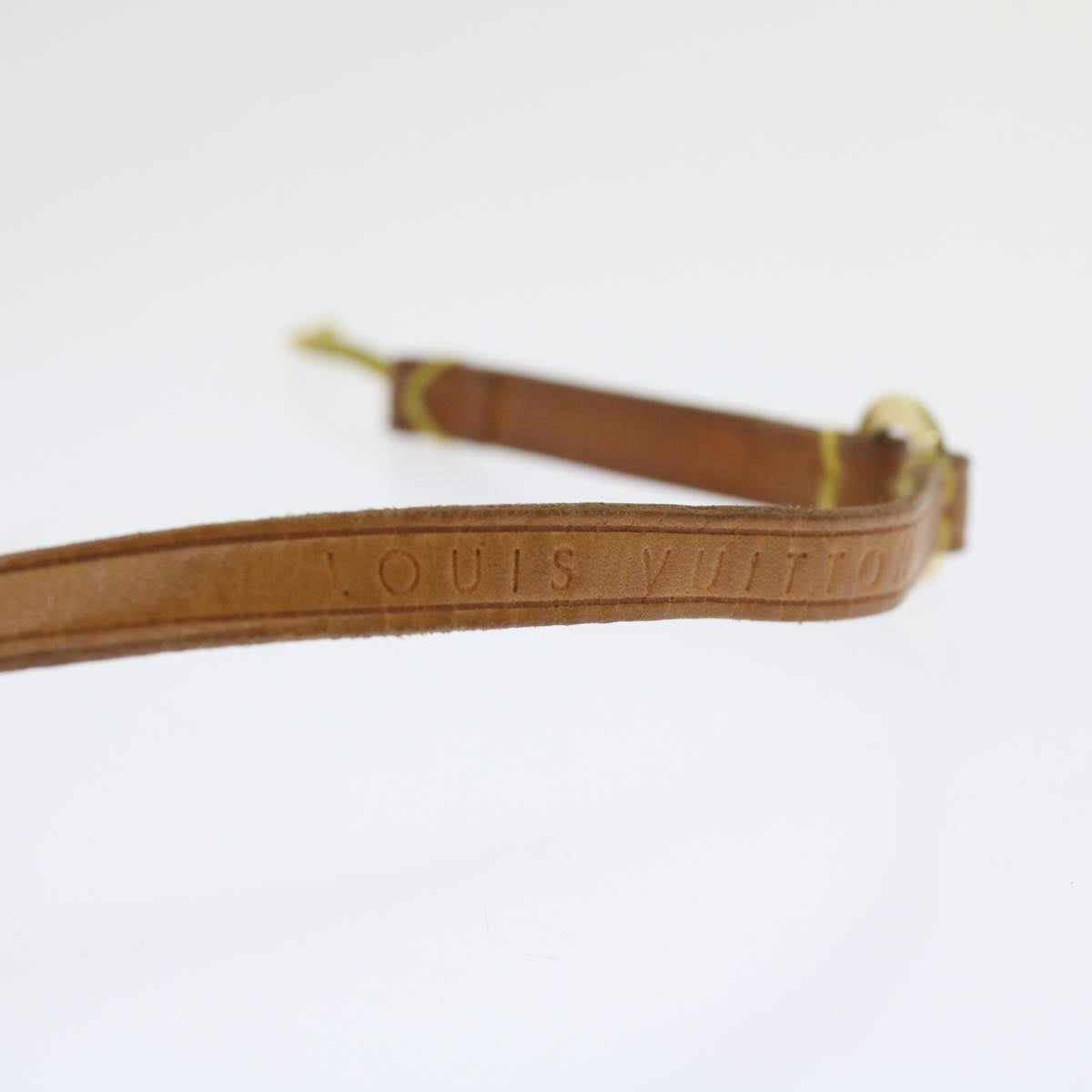 LOUIS VUITTON Strap Leather Beige LV Auth ki3807