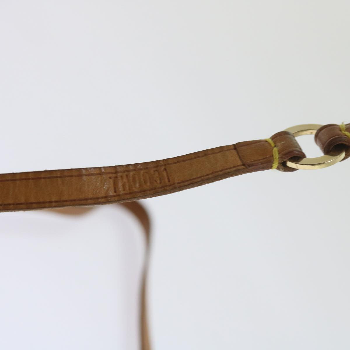 LOUIS VUITTON Strap Leather Beige LV Auth ki3807