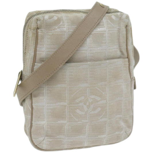 Top Quality Chanel New Travel Line Shoulder Bag Nylon Beige CC Auth ki4086