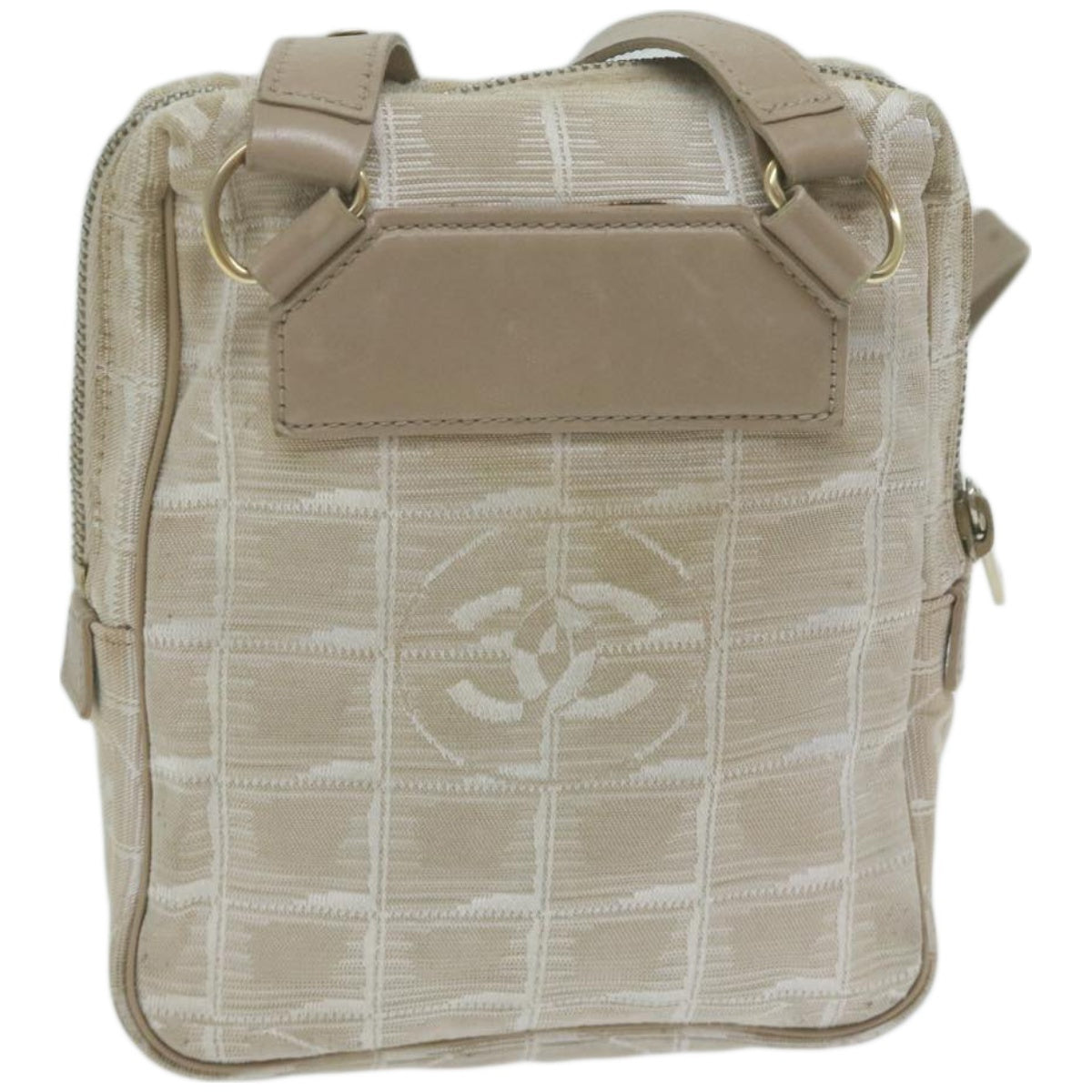 Top Quality Chanel New Travel Line Shoulder Bag Nylon Beige CC Auth ki4086