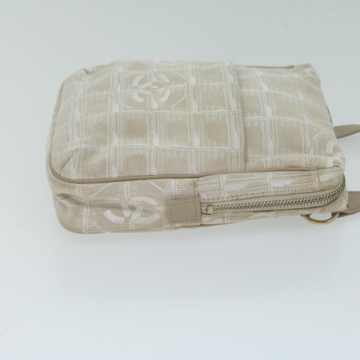 Top Quality Chanel New Travel Line Shoulder Bag Nylon Beige CC Auth ki4086