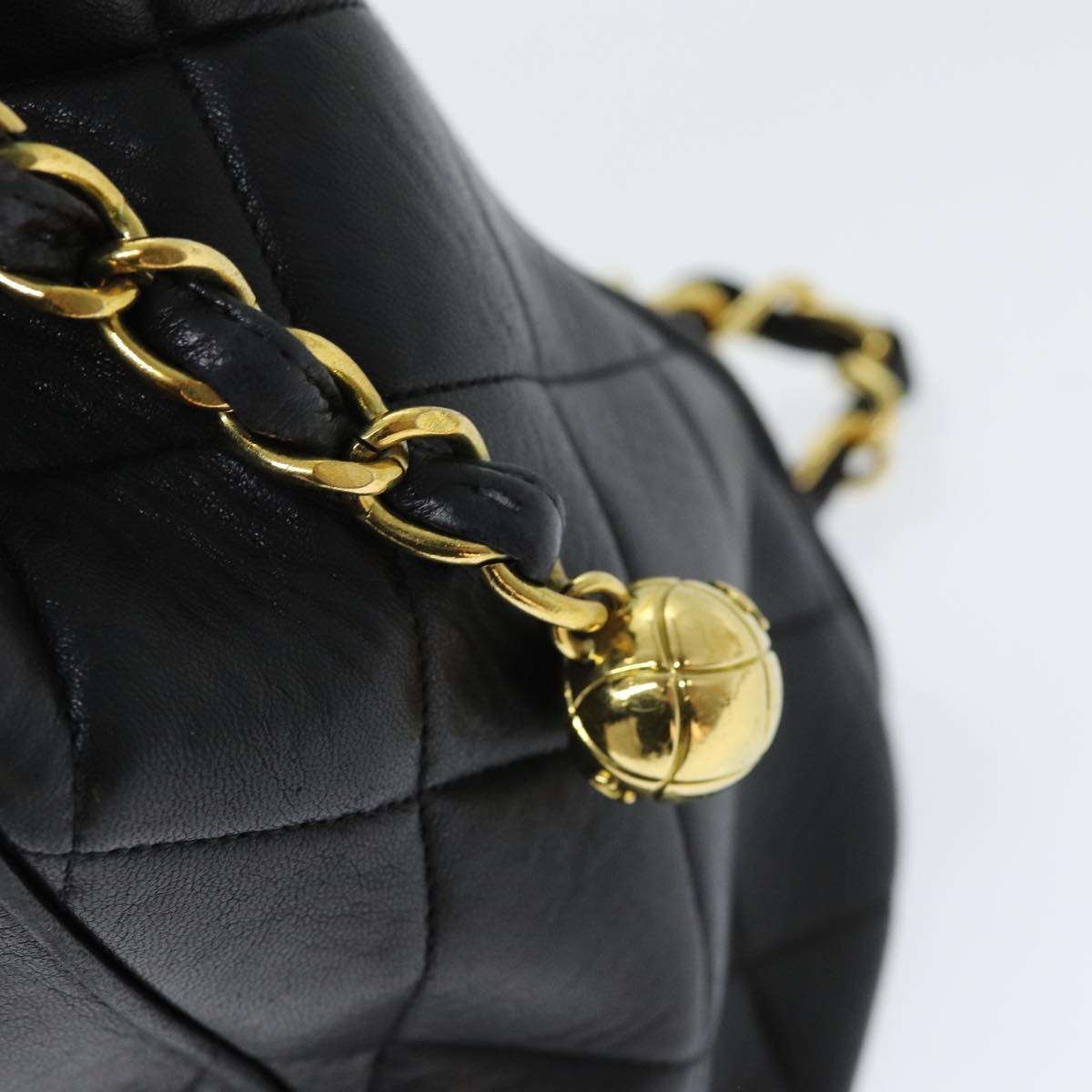 Top Quality Chanel Matelasse Chain Shoulder Bag Lamb Skin Black CC Auth ki4411