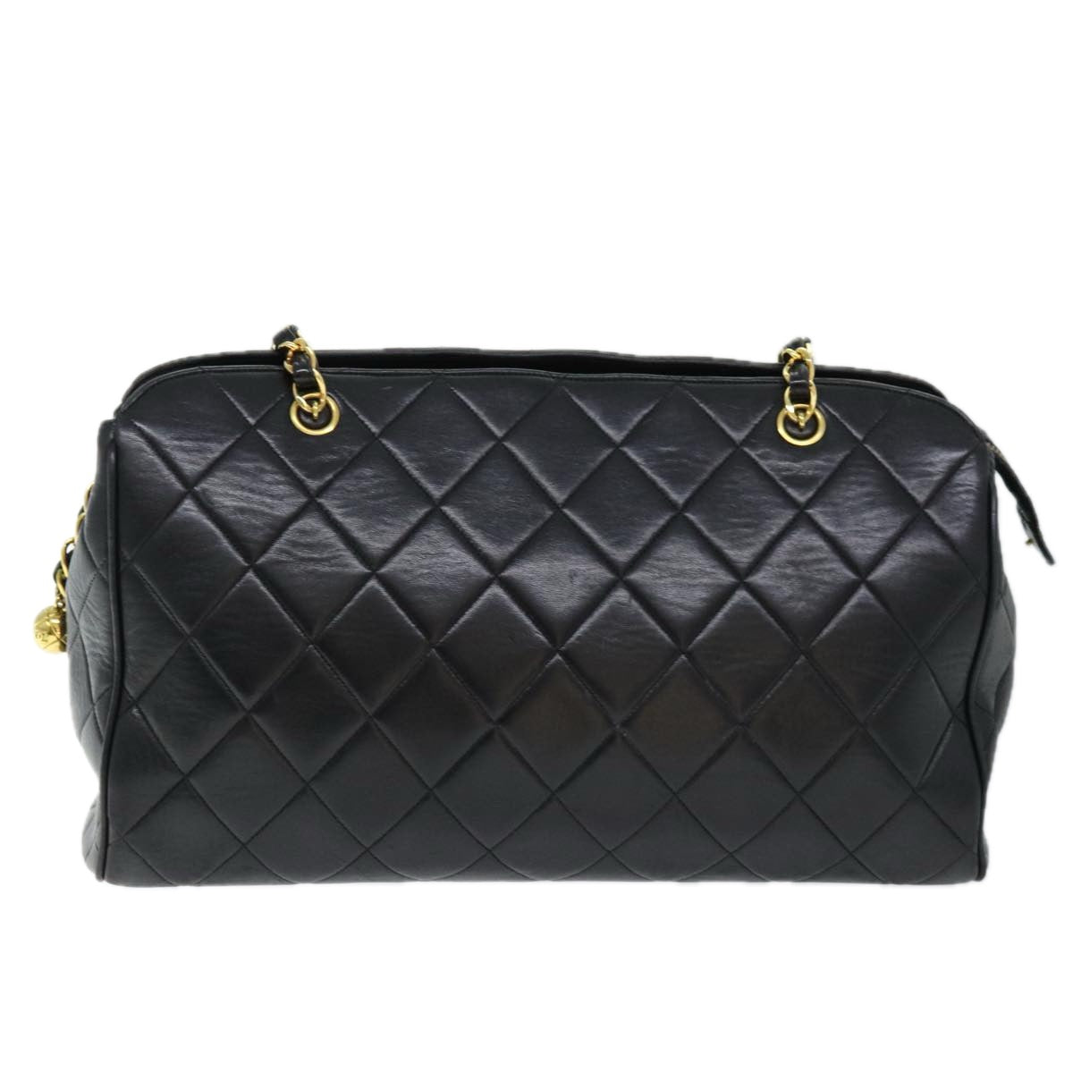 Top Quality Chanel Matelasse Chain Shoulder Bag Lamb Skin Black CC Auth ki4411