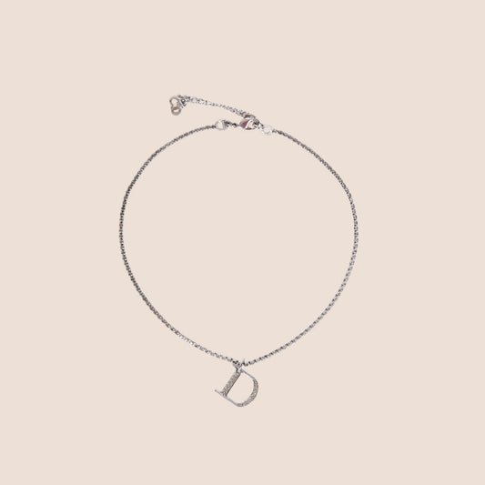 CHRISTIAN DIOR 2000 CRYSTAL "D" CHARM NECKLACE