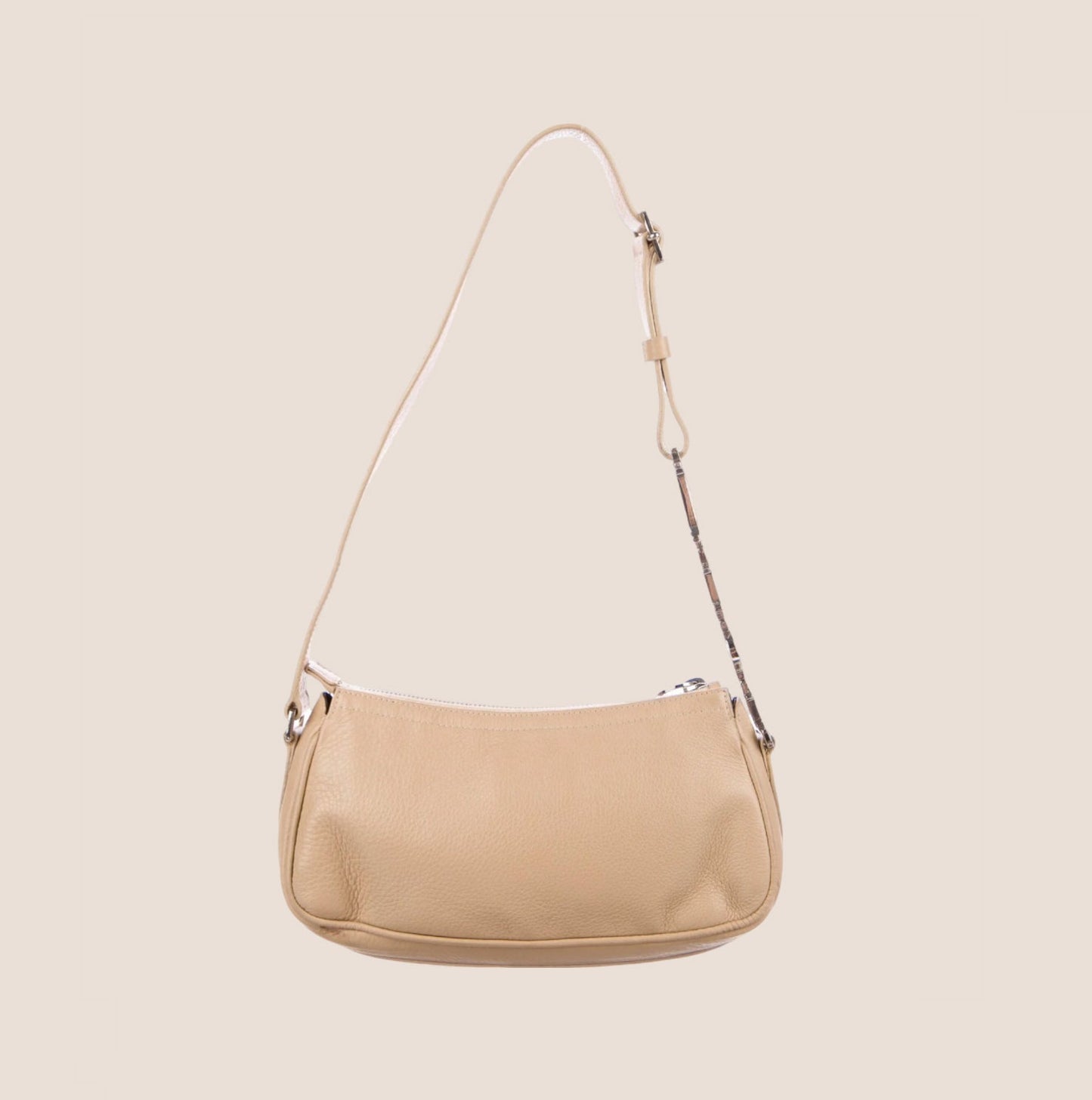 CHRISTIAN DIOR 2000 LOGO CHAIN BEIGE LEATHER MINI SHOULDER BAG