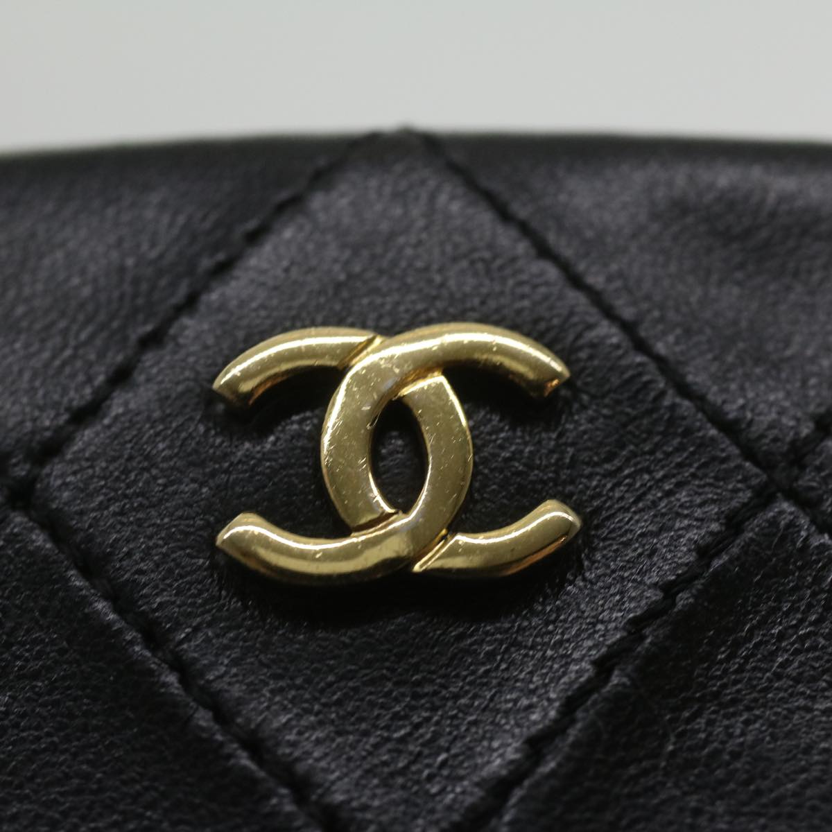 Top Quality Chanel Matelasse Clasp Chain Shoulder Bag Lamb Skin Black CC Auth kk164