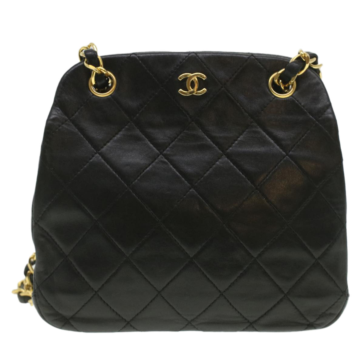 Top Quality Chanel Matelasse Clasp Chain Shoulder Bag Lamb Skin Black CC Auth kk164