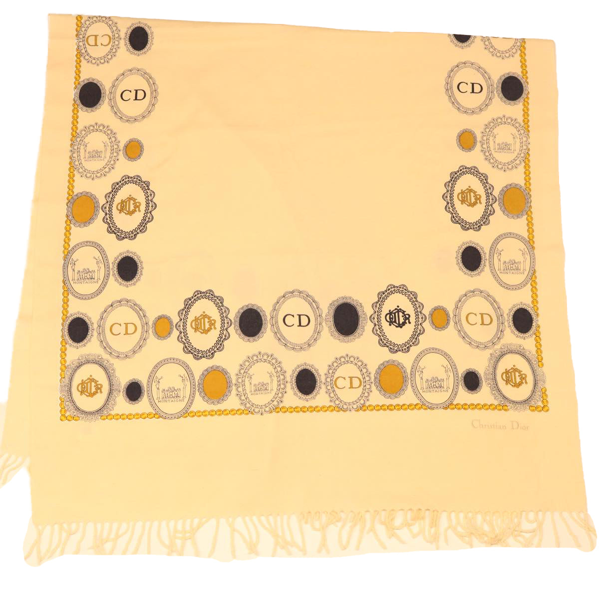 CHRISTIAN DIOR Scarf cotton Beige Auth kk189