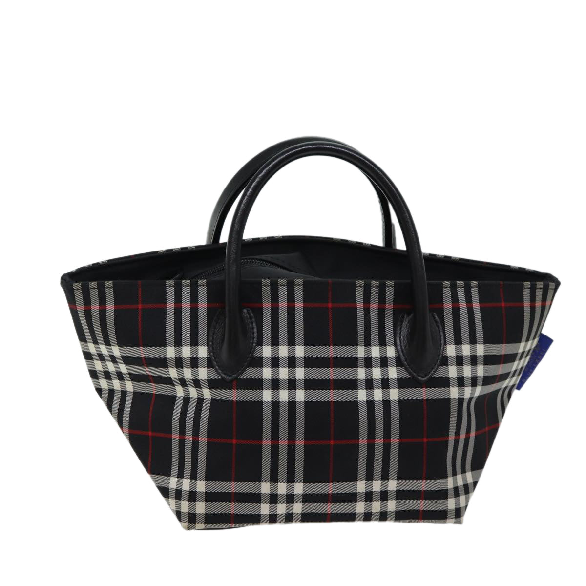 BURBERRYSs Nova Check Blue Label Hand Bag Nylon Black Auth kk207