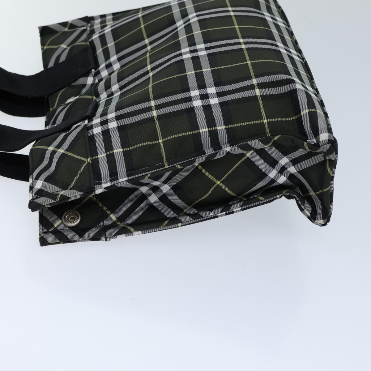 BURBERRY Nova Check Hand Bag Nylon Green Black Auth kk224