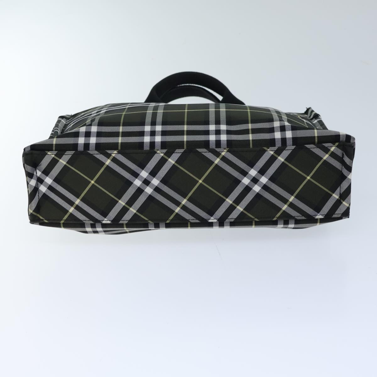 BURBERRY Nova Check Hand Bag Nylon Green Black Auth kk224