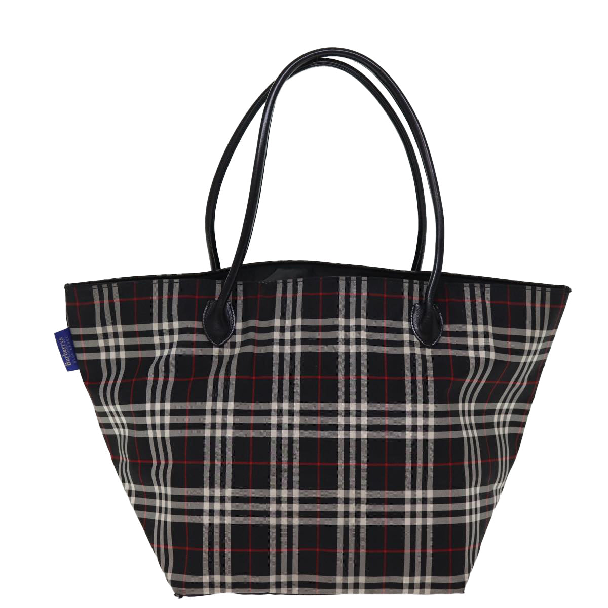 BURBERRYSs Nova Check Blue Label Tote Bag Nylon Black Auth kk241