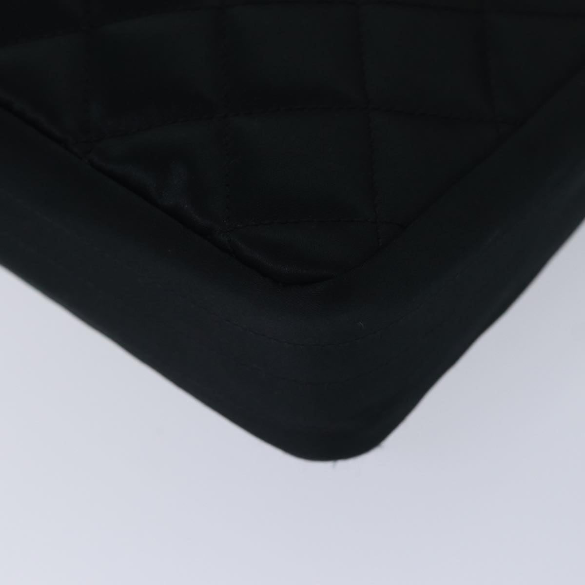 Top Quality Chanel Matelasse Stone Chain Shoulder Bag Satin Black CC Auth kk285A