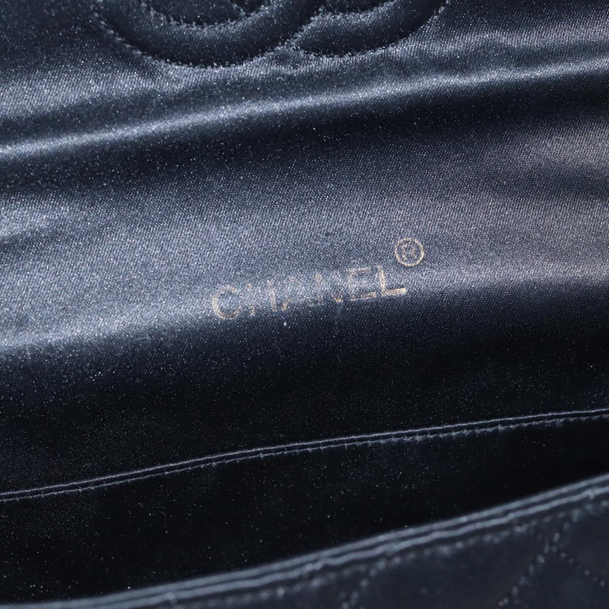 Top Quality Chanel Matelasse Stone Chain Shoulder Bag Satin Black CC Auth kk285A