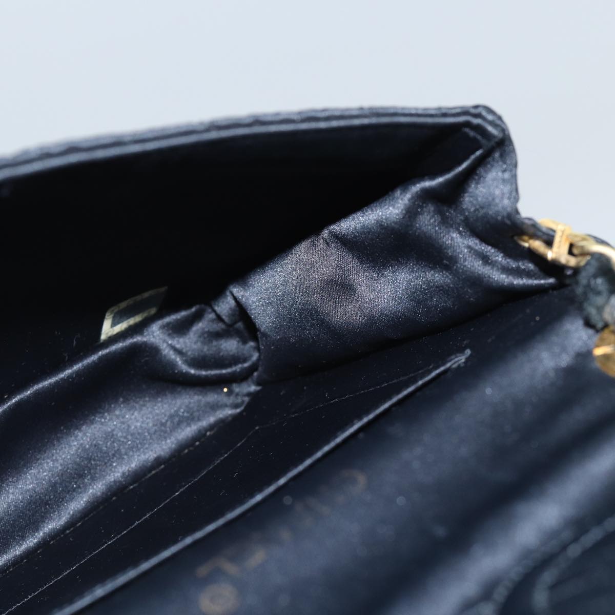 Top Quality Chanel Matelasse Stone Chain Shoulder Bag Satin Black CC Auth kk285A