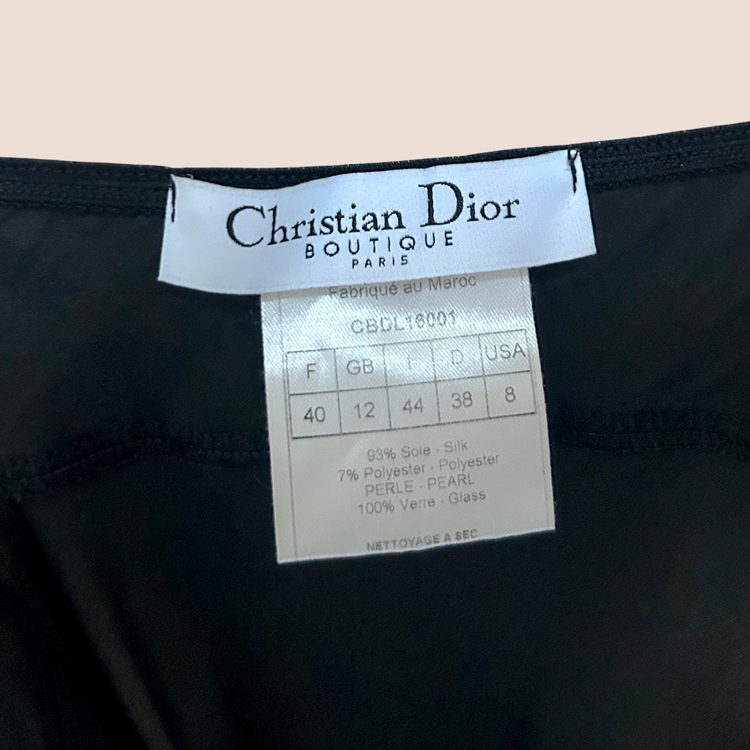 CHRISTIAN DIOR EMBROIDERED CRYSTAL SILK SLIP DRESS