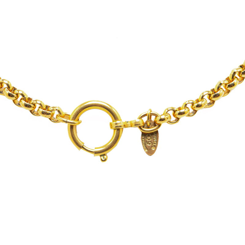Chanel Coco Mark Braided Chain Circle Pendant Necklace