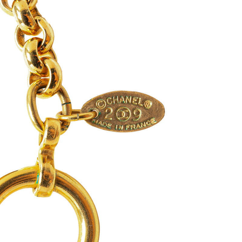 Chanel Coco Mark Braided Chain Circle Pendant Necklace