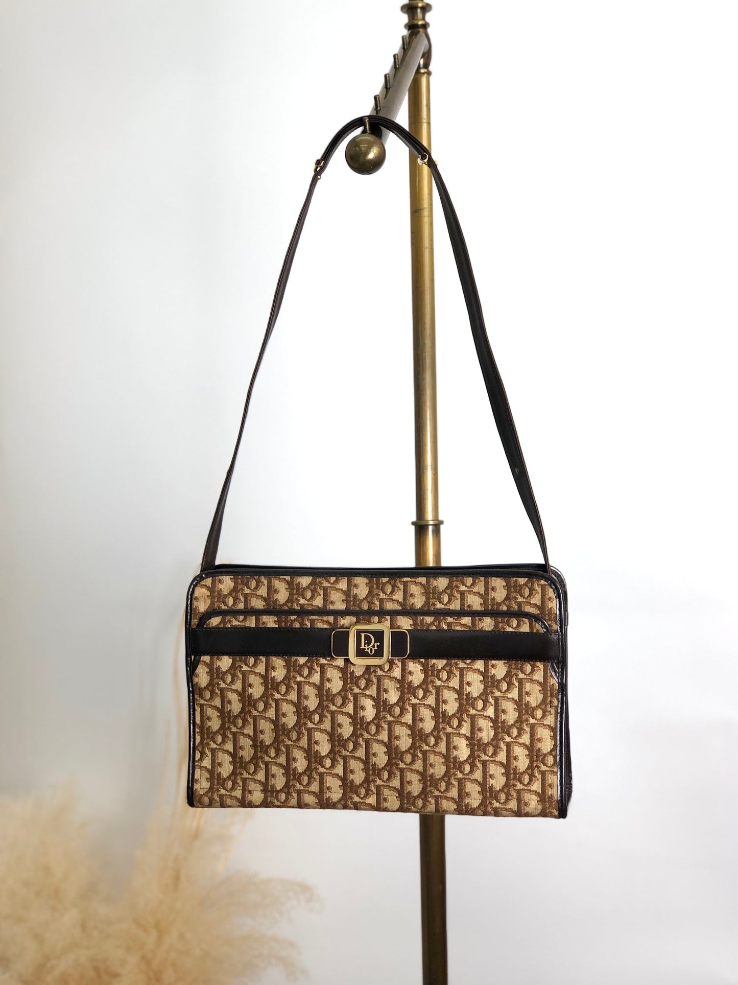 Christian Dior Trotter Logo Shoulder bag Brown Vintage 6durdn