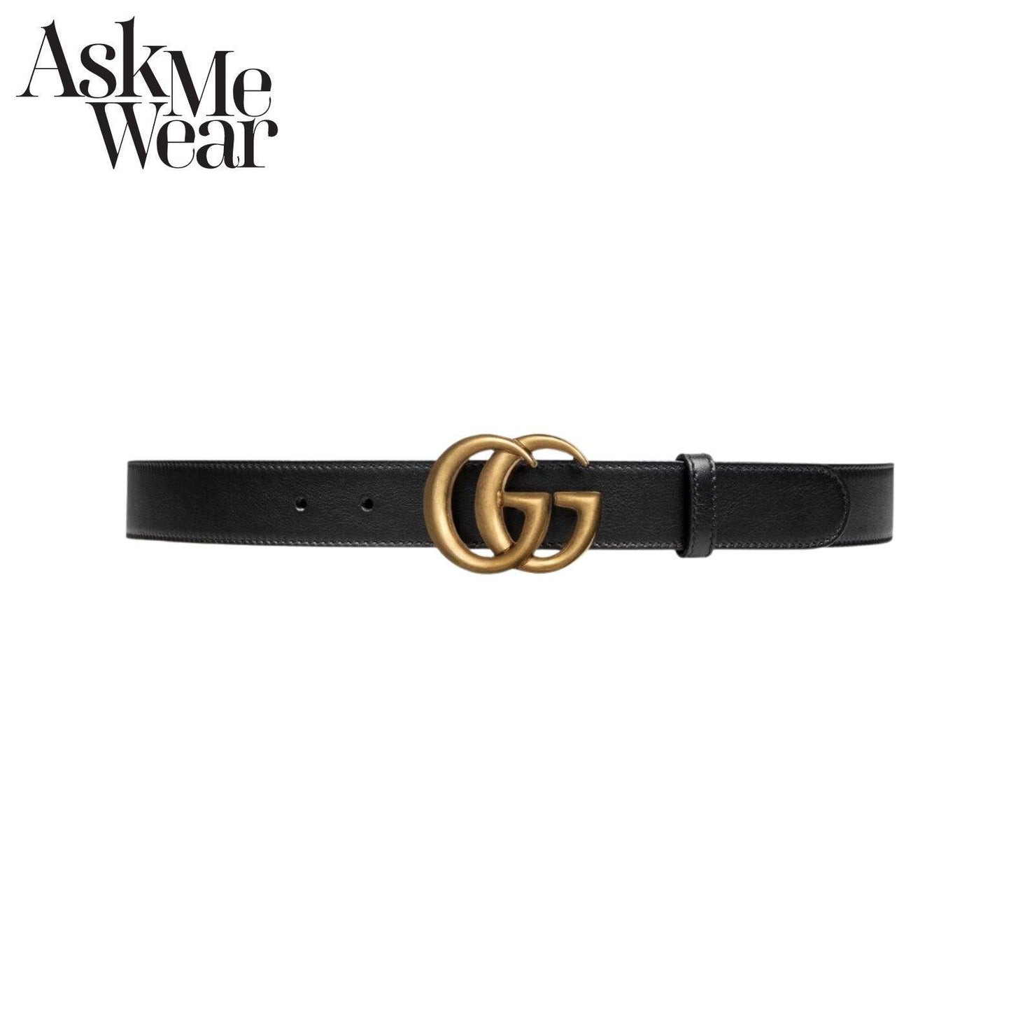 GUCCI Leather belt with double G buckle