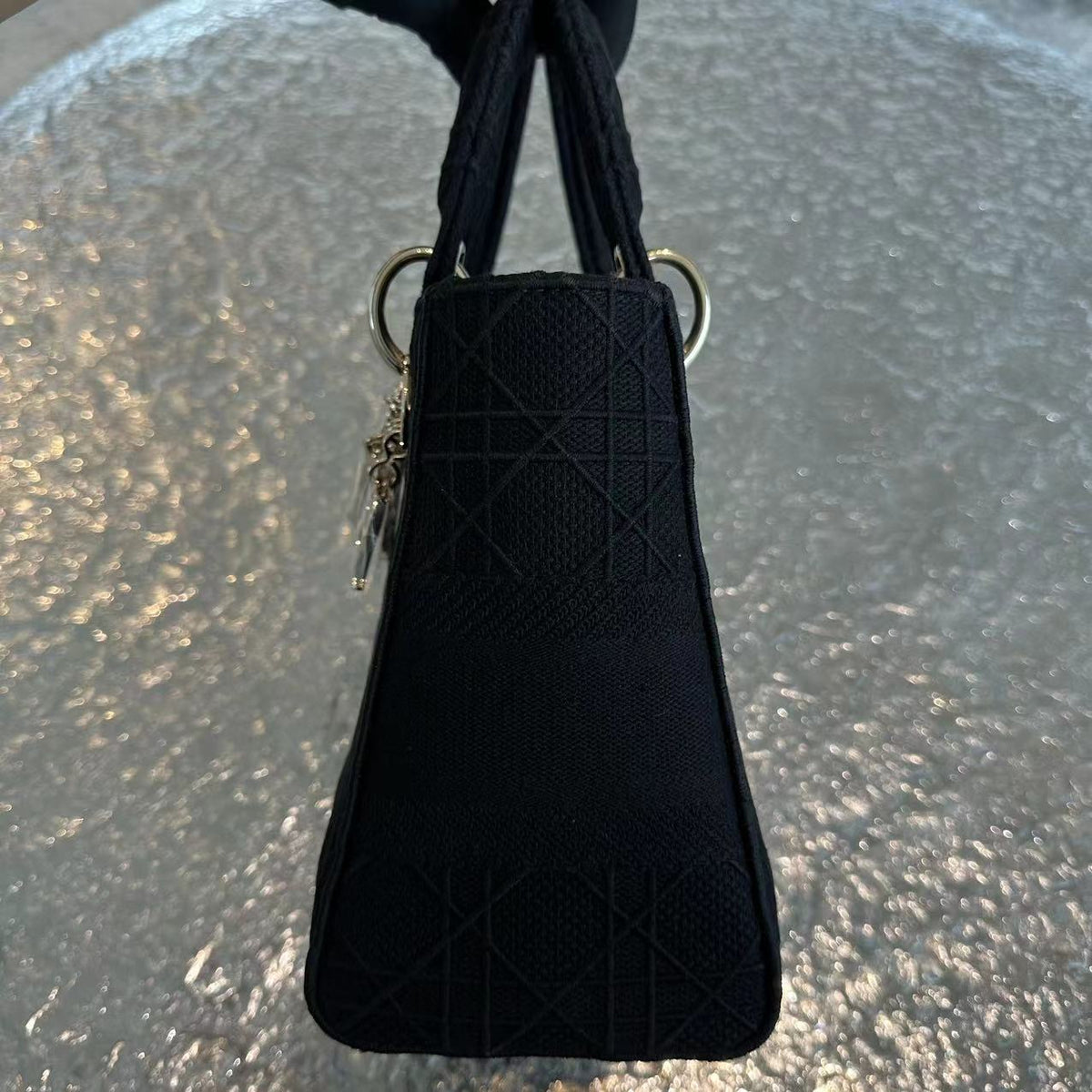 *Like New* Lady D-Lite Black Cannage Embroidery D Lite Cross Body GHW