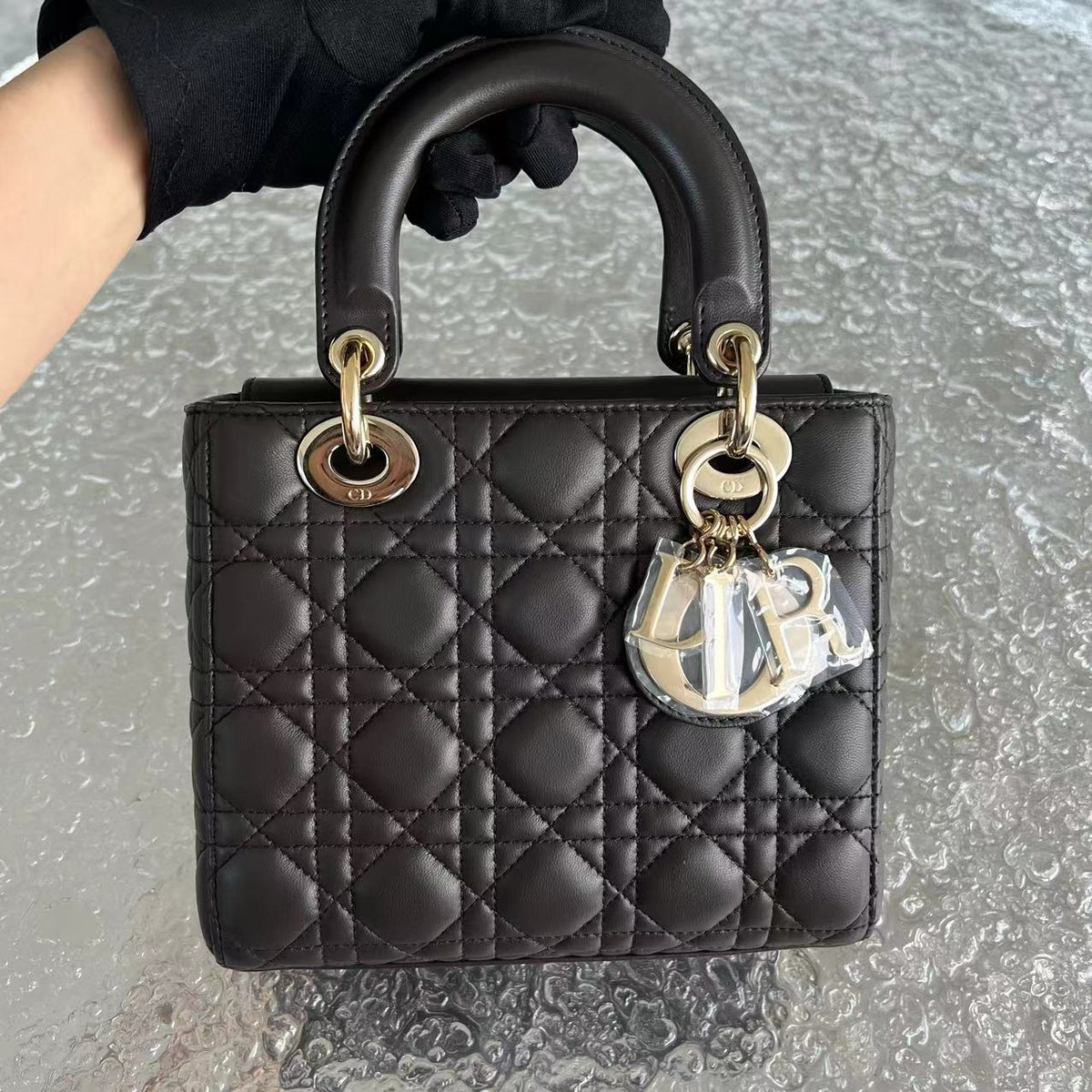 *Like New* Lady Small Cannage Lambskin Dark Brown ABC MyABC Golden Hardware