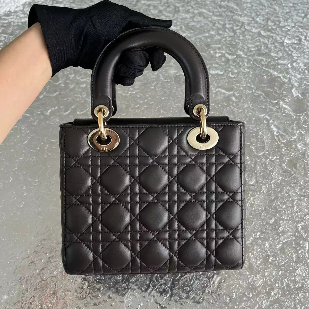*Like New* Lady Small Cannage Lambskin Dark Brown ABC MyABC Golden Hardware