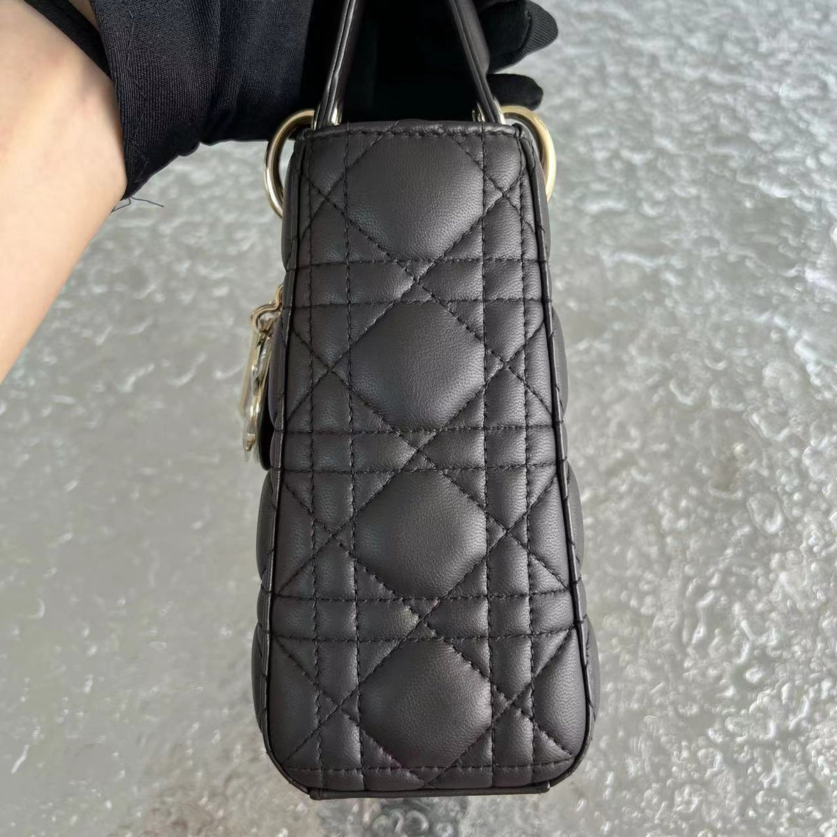 *Like New* Lady Small Cannage Lambskin Dark Brown ABC MyABC Golden Hardware