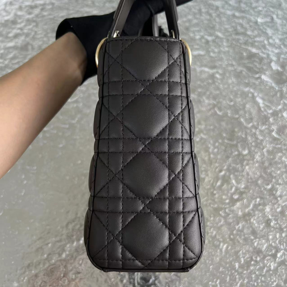*Like New* Lady Small Cannage Lambskin Dark Brown ABC MyABC Golden Hardware