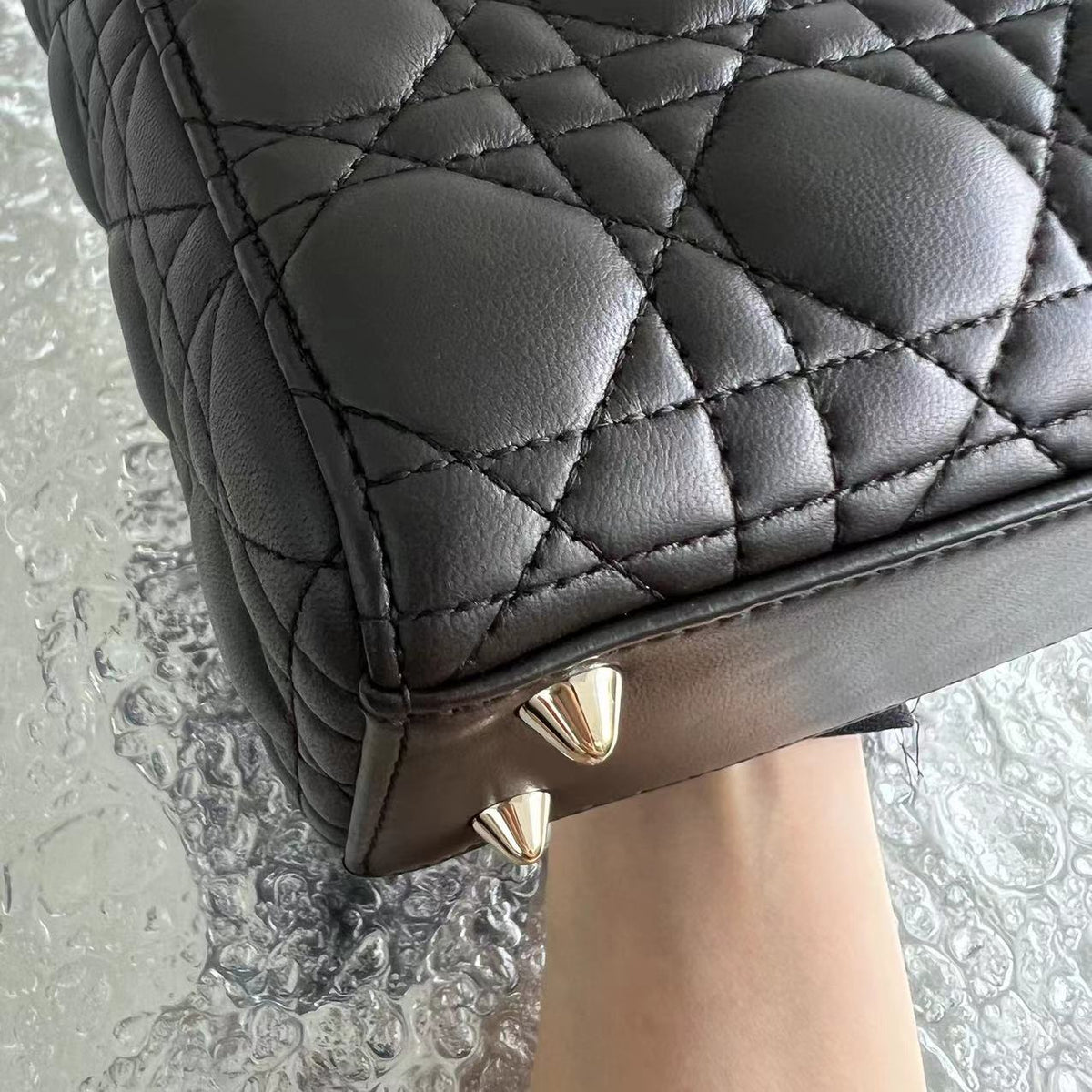 *Like New* Lady Small Cannage Lambskin Dark Brown ABC MyABC Golden Hardware