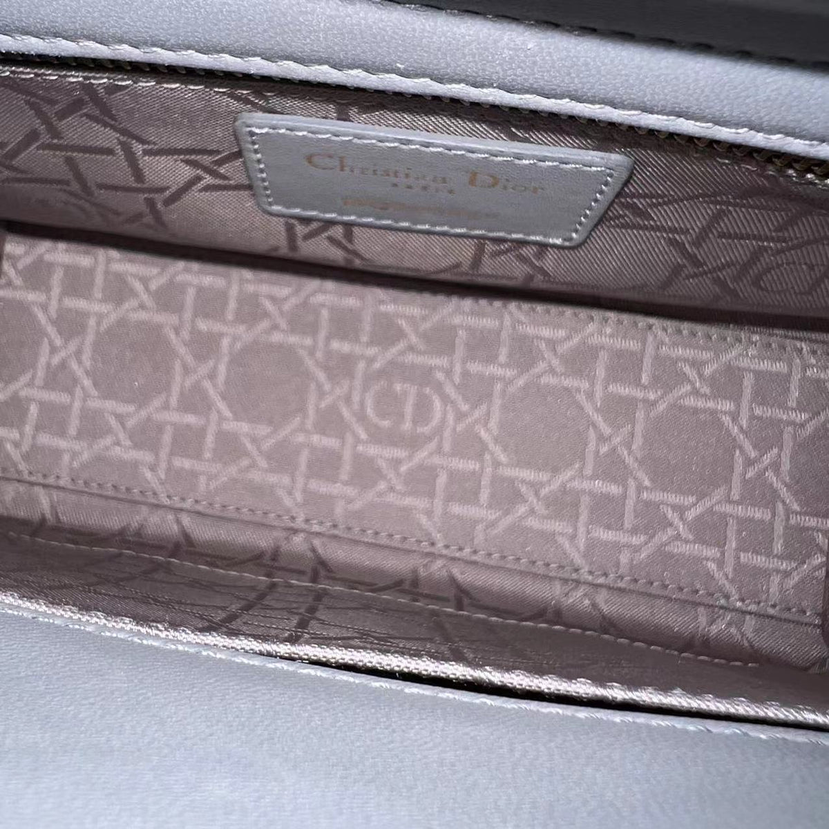 *Like New* Lady Small Cannage Lambskin Light Grey Gray Golden Hardware