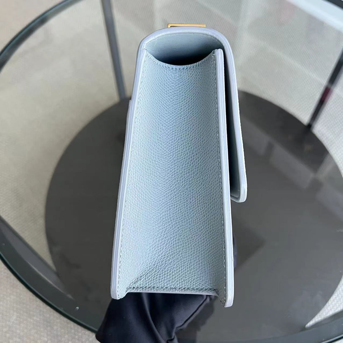 *Like New* Montaigne 30 Grained Calfskin Haze Blue Golden Hardware