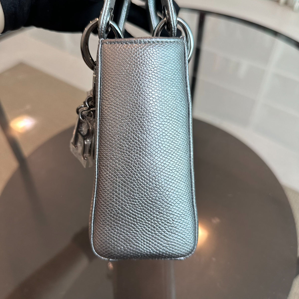 *Like New, Lizard* Lady Mini Lizard Silver Metallic Adjustable Strap SHW