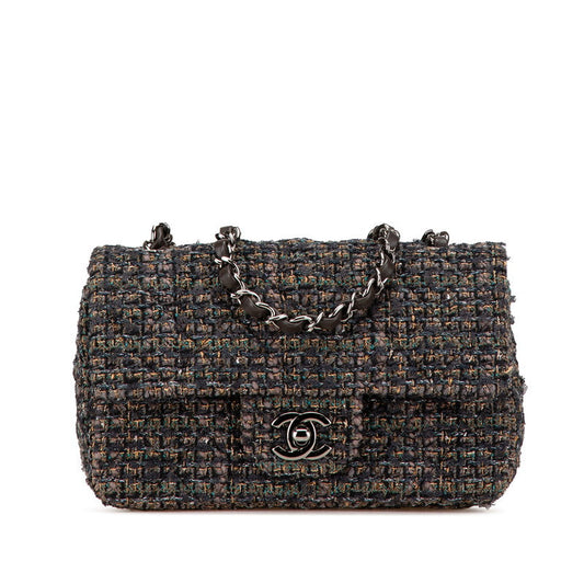 Chanel Mini Matelasse 20 Tweed Leather Shoulder Bag