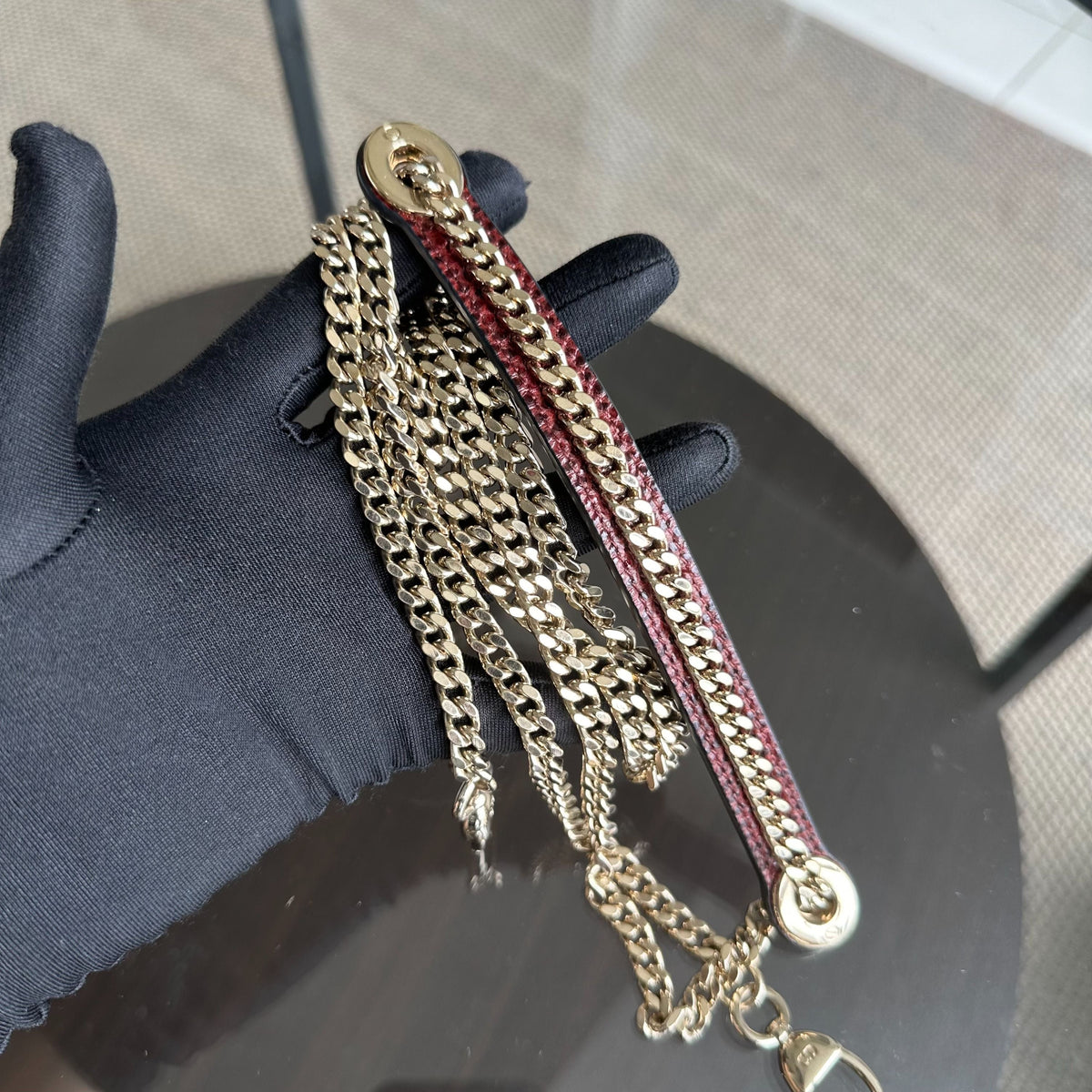 *Lizard, Chain Strap* Lady Mini Exotic Lizard Leather Dark Red GHW
