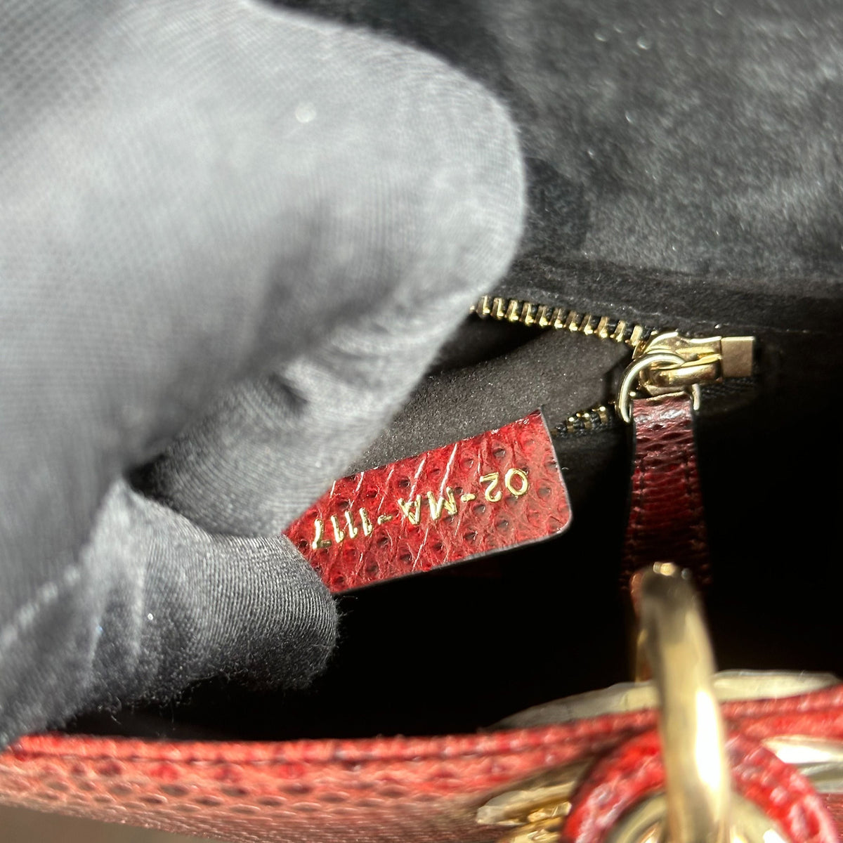 *Lizard, Chain Strap* Lady Mini Exotic Lizard Leather Dark Red GHW